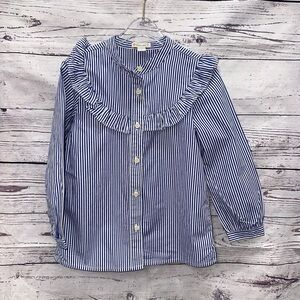 Crewcuts Girls Striped Ruffle Yoke Top Size 6